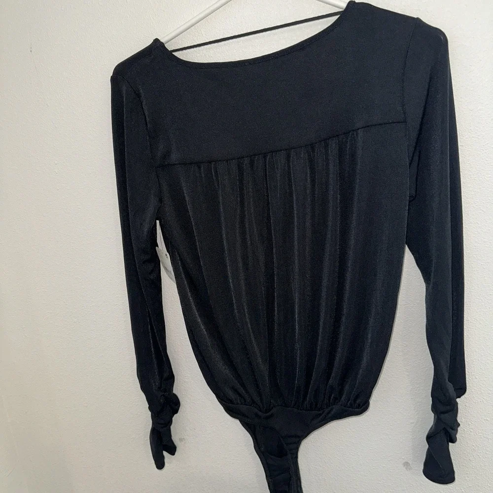 NWT Intimately Free People Women Kaya Keyhole Bodysuit Black Size XS Long Sleeve